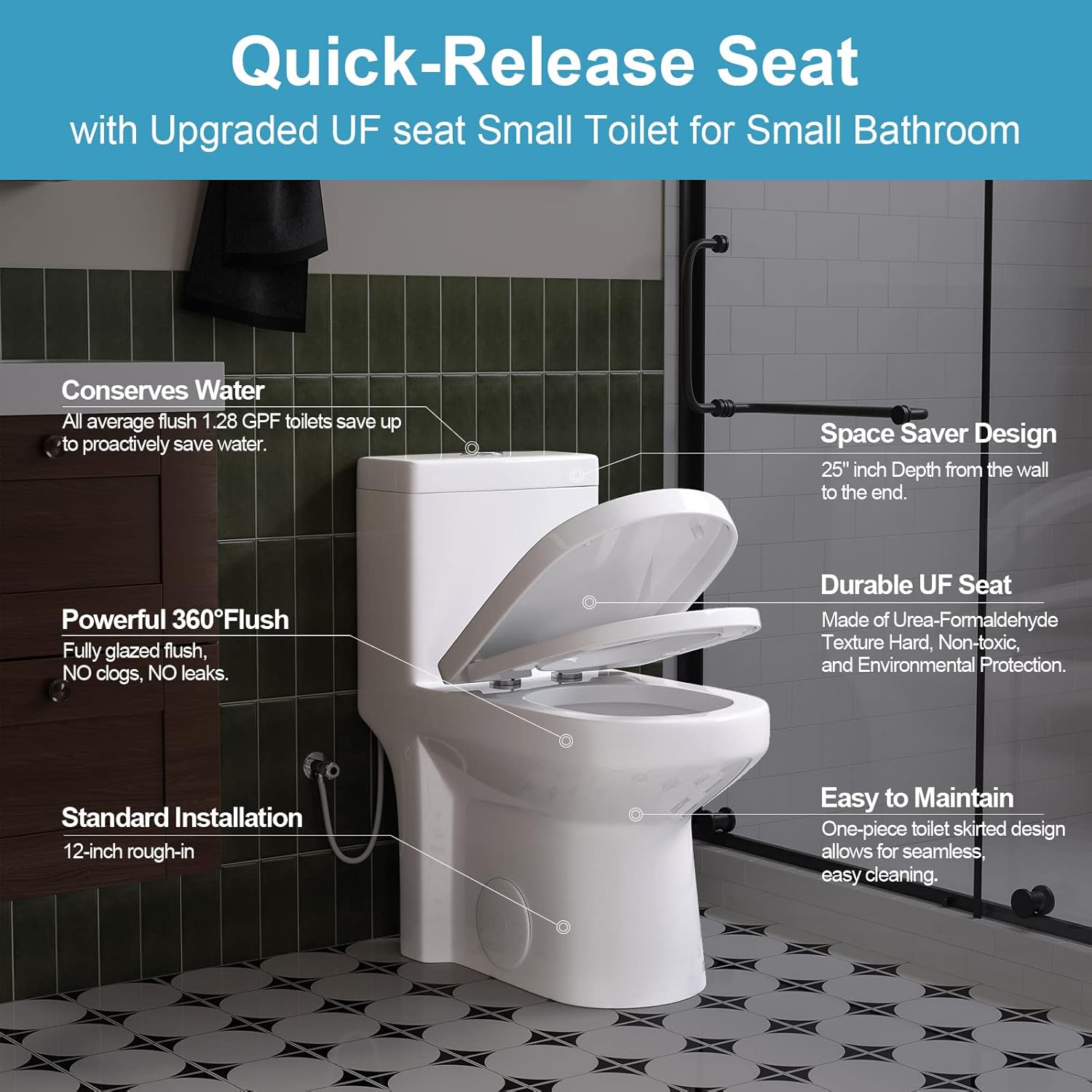 Horow HWMT-8733U Small Compact One Piece Toilet